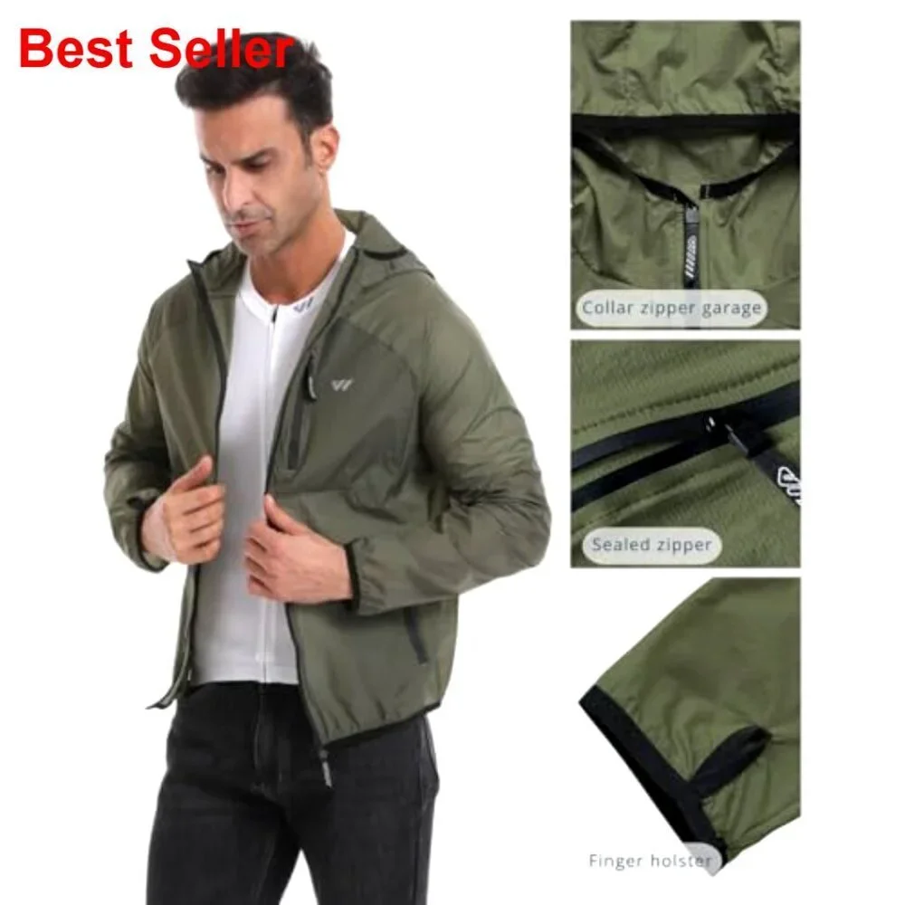 Lightweight Packable Windbreaker Jacket with Hood for Cycling Running Golf